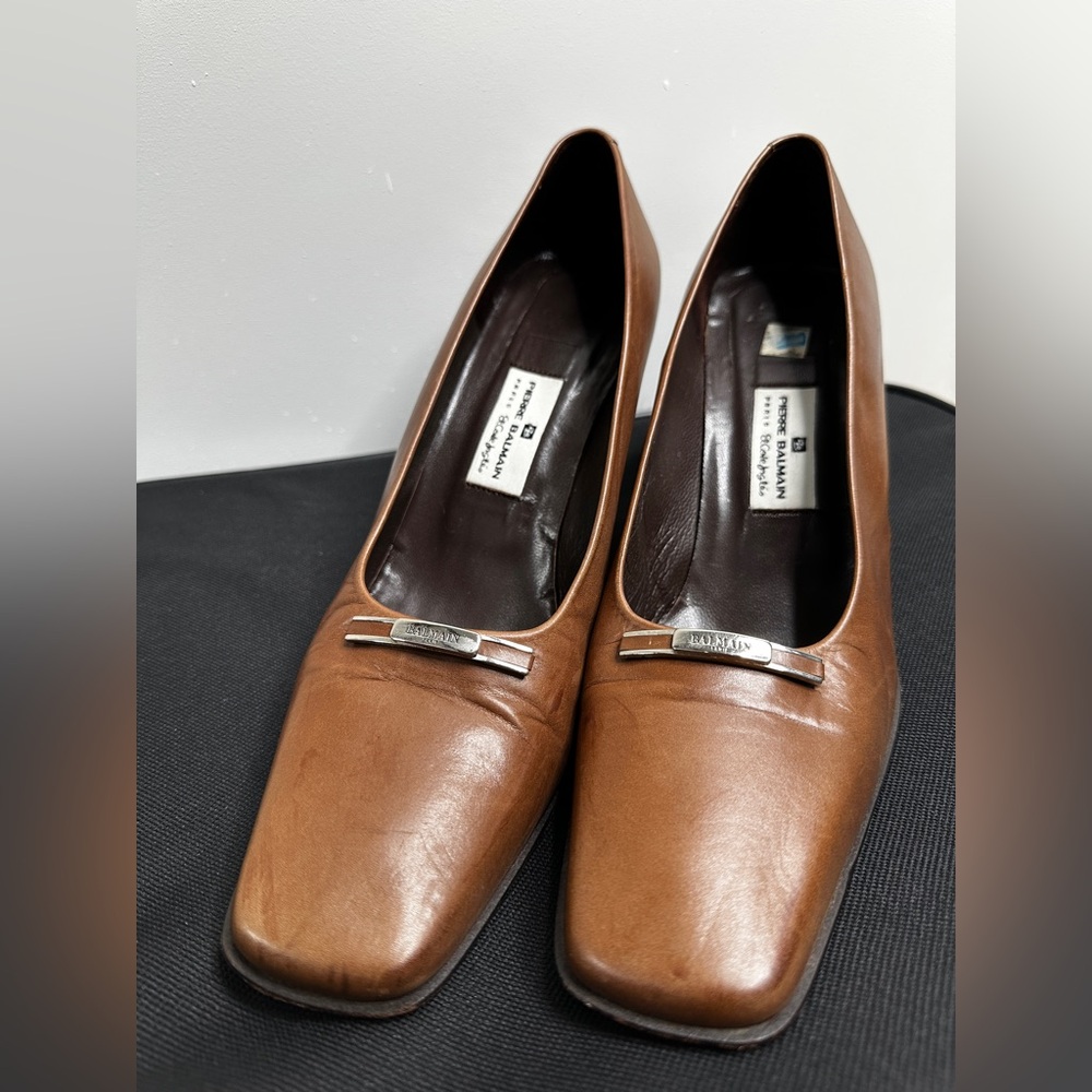 Vintage Pierre Balmain Brown Leather Women's Shoes